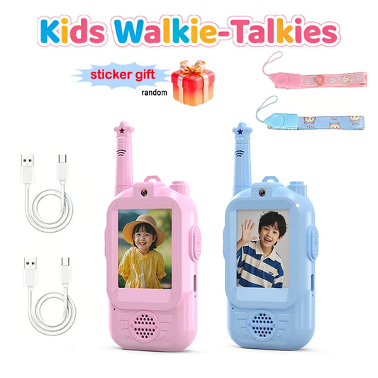 Talkies-Walkies Vidéo Enfants - Lot de 2 Rechargeables Appel en Un Clic - Cadeau 3-12 ans