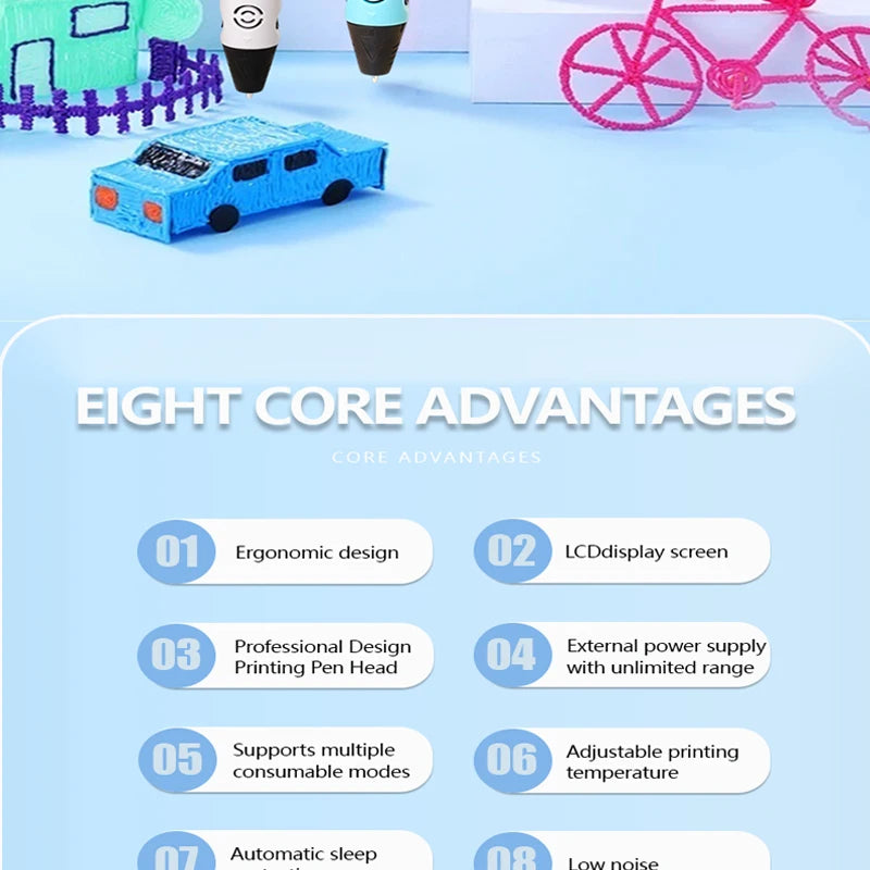 Stylo d'Impression 3D avec Écran LCD - Stylo de Dessin DIY pour Enfants -