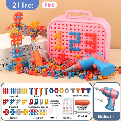 Mallette à Outils Électrique pour Enfants - Jeu de Construction Éducatif 211/351 Pièces