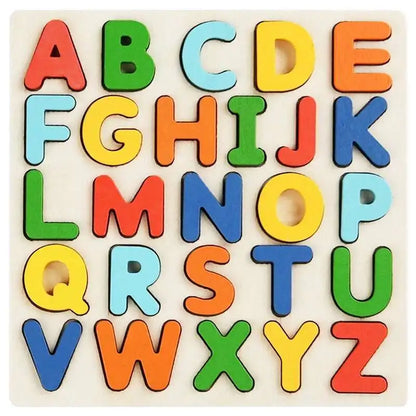 Puzzle Montessori en Bois - Lettres, Chiffres et Formes - Jeu Éducatif 3-6 ans