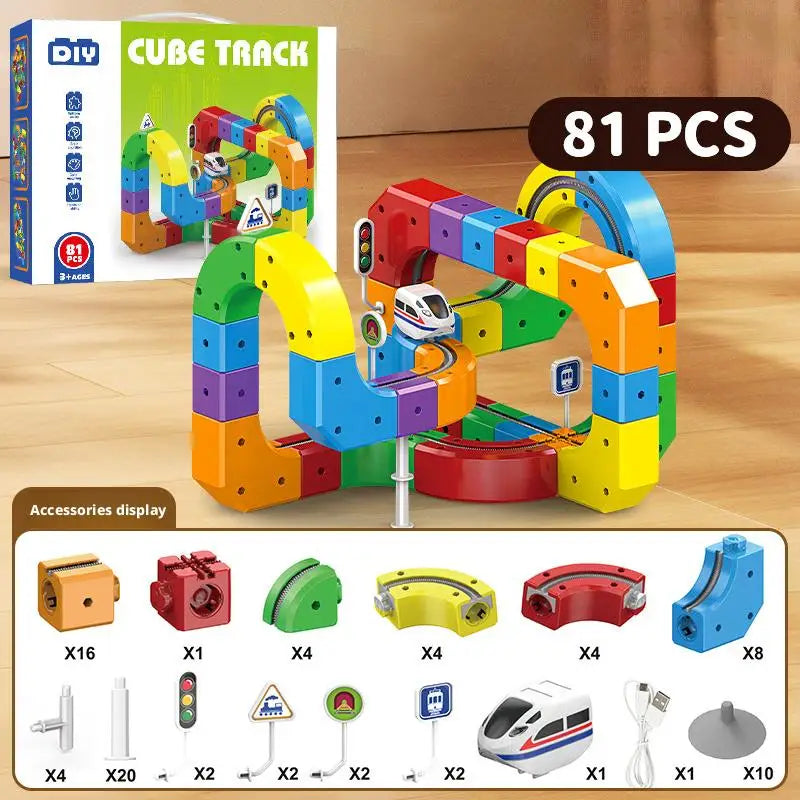 Circuit de Train Magique 3D Rechargeable USB - 51/81/123 Pièces - Jouet Éducatif STEM