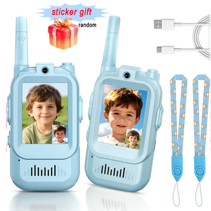 Talkies-Walkies Vidéo pour Enfants - Lot de 2 Rechargeables avec Écran HD et Changeur de Voix 3-12 ans