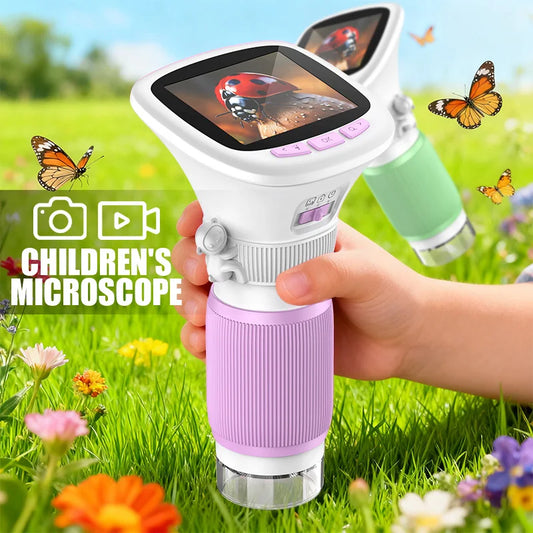 Microscope Portable pour Enfants avec Écran HD 2,4 Pouces - Mise au Point Rotative