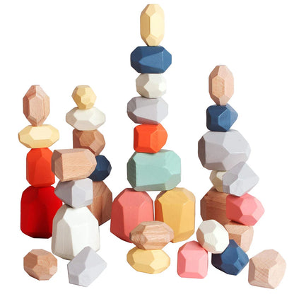 Pierres d'Équilibre en Bois Montessori