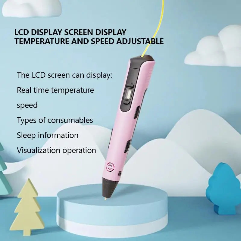 Stylo d'Impression 3D avec Écran LCD - Stylo de Dessin DIY pour Enfants -