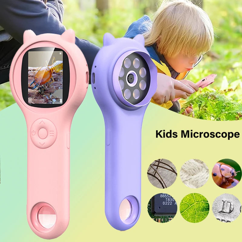 Microscope Électronique Portable 500x pour Enfants avec Écran LCD 2" Jouet Éducatif Science