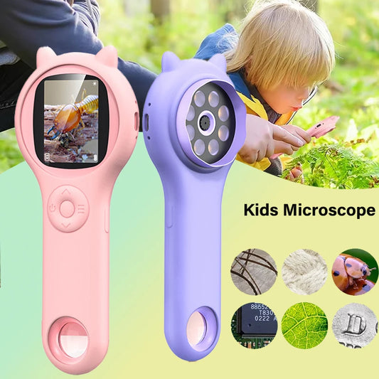 Microscope Électronique Portable 500x pour Enfants avec Écran LCD 2" Jouet Éducatif Science