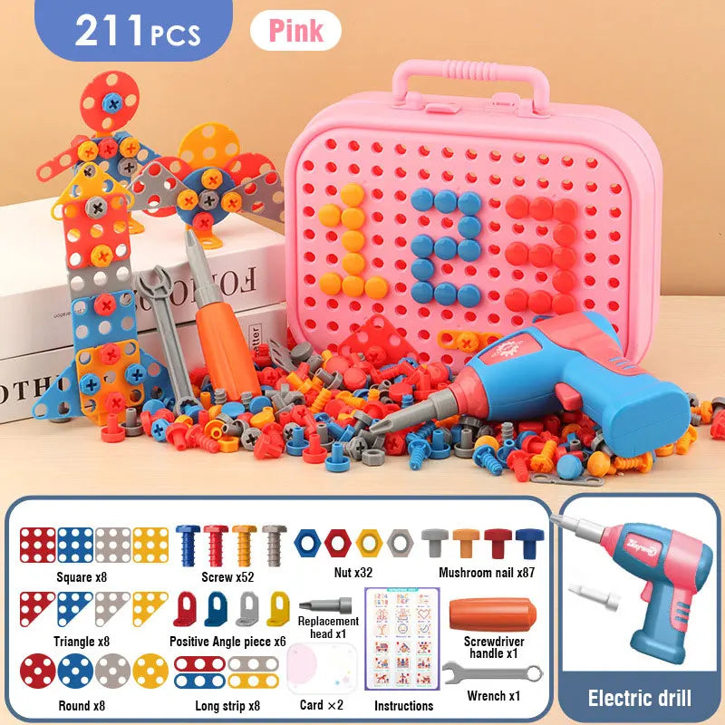 Mallette à Outils Électrique pour Enfants - Jeu de Construction Éducatif 211/351 Pièces