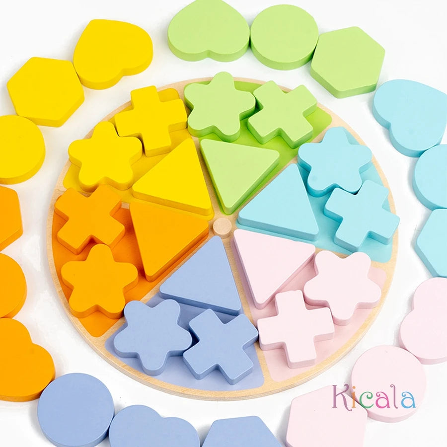 Plateau d'Association Formes & Couleurs Montessori – Puzzle Éveil & Logique | Bébé 0-6 ans
