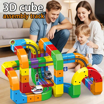 Circuit de Train Magique 3D Rechargeable USB - 51/81/123 Pièces - Jouet Éducatif STEM