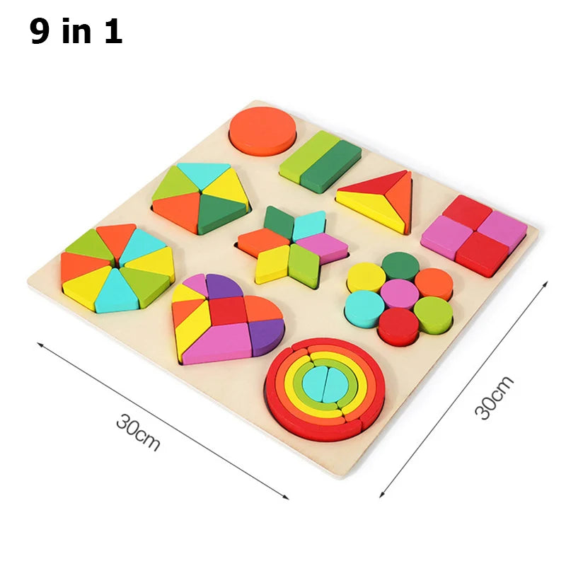 Plateau Géométrique Montessori en Bois – Jouet Éducatif Formes & Couleurs 3-6 ans