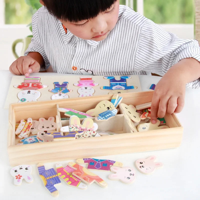 Puzzle Habillage Petit Ours Montessori en Bois – Jeu d'Habillage Éducatif | Éveil 3-6 ans