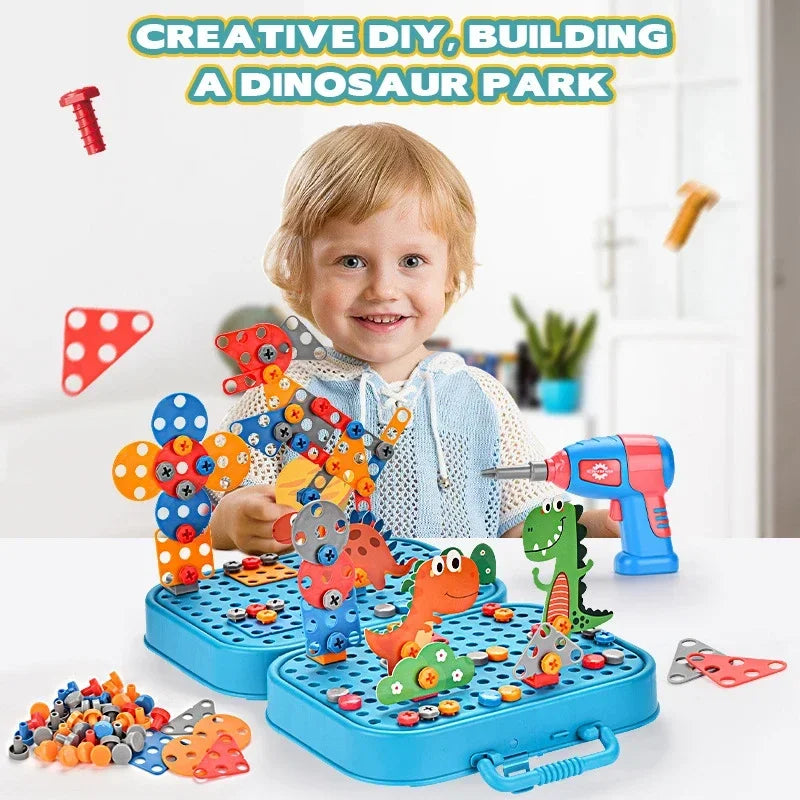 Boîte à Outils 3D avec Perceuse Électrique - Puzzle de Construction Éducatif pour Enfants