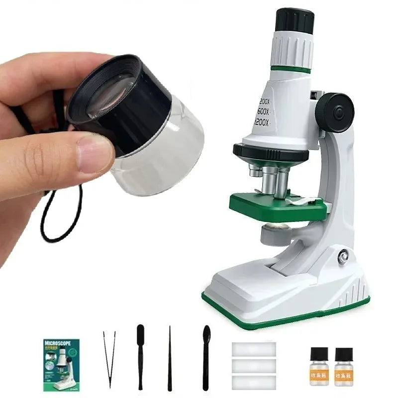 Microscope  Éducatif pour Enfants 200x-600x-1200x avec Lumière LED - Kit Science STEM