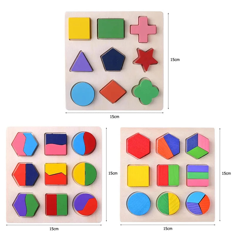 Puzzle Formes Géométriques Montessori en Bois – Tri Mathématique & Encastrement | Éveil 3-6 ans
