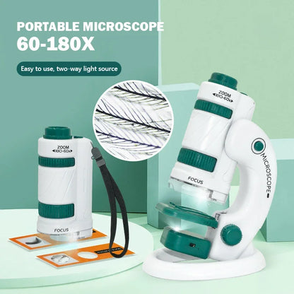 Mini Microscope de Poche 60-120X avec LED pour Enfants - Jouet Éducatif Scientifique