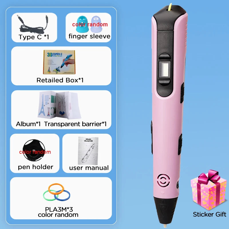 Stylo d'Impression 3D avec Écran LCD - Stylo de Dessin DIY pour Enfants -
