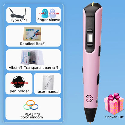 Stylo d'Impression 3D avec Écran LCD - Stylo de Dessin DIY pour Enfants -