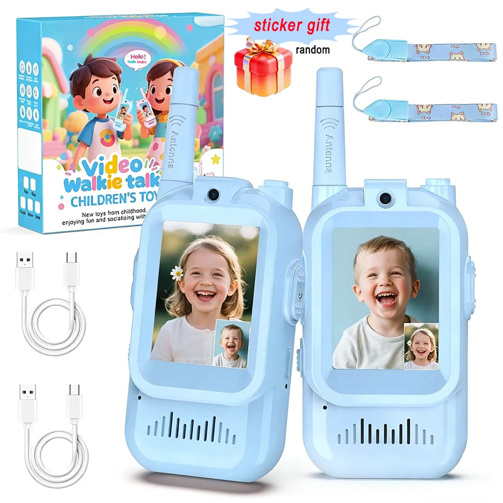 Talkie-Walkie Vidéo Enfant Rechargeable – Pack de 2 avec Écran | Appel en 1 Clic | Camping & Voyage