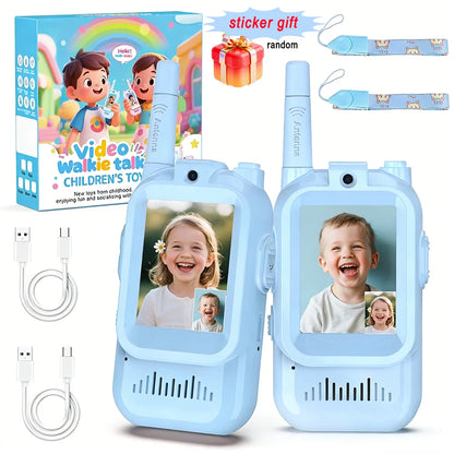 Talkie-Walkie Vidéo Enfant Rechargeable – Pack de 2 avec Écran | Appel en 1 Clic | Camping & Voyage