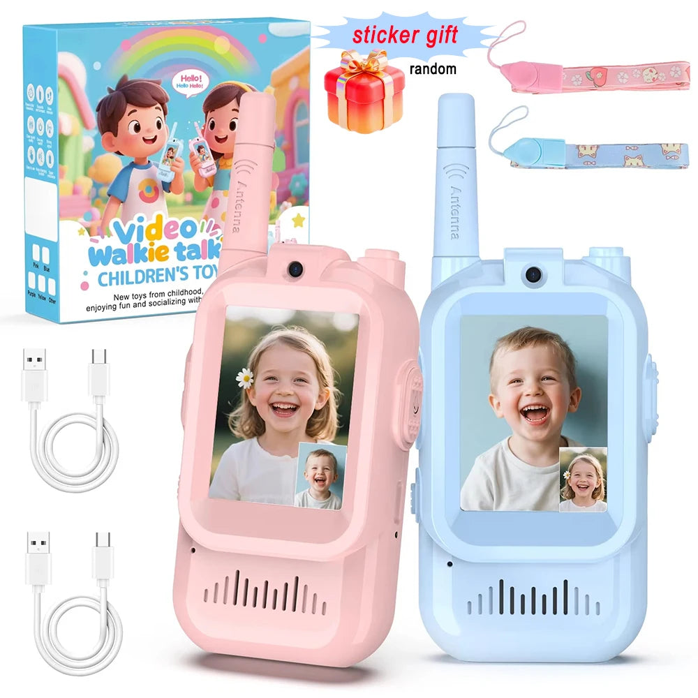 Talkie-Walkie Vidéo Enfant Rechargeable – Pack de 2 avec Écran | Appel en 1 Clic | Camping & Voyage