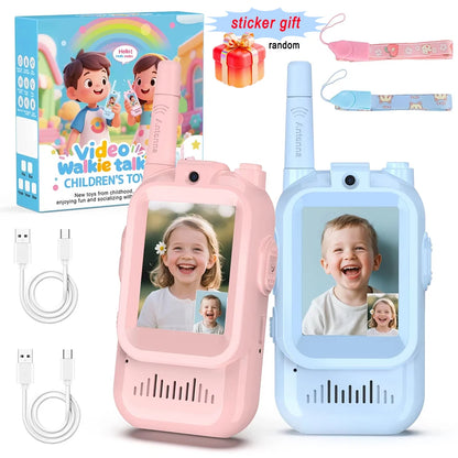 Talkie-Walkie Vidéo Enfant Rechargeable – Pack de 2 avec Écran | Appel en 1 Clic | Camping & Voyage
