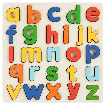 Puzzle Montessori en Bois - Lettres, Chiffres et Formes - Jeu Éducatif 3-6 ans