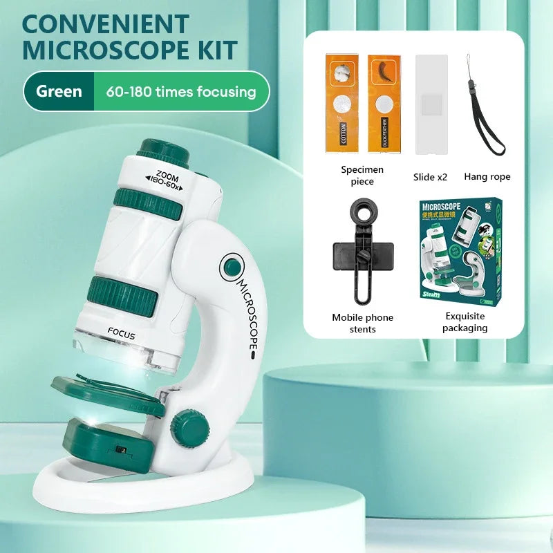 Mini Microscope de Poche 60-120X avec LED pour Enfants - Jouet Éducatif Scientifique