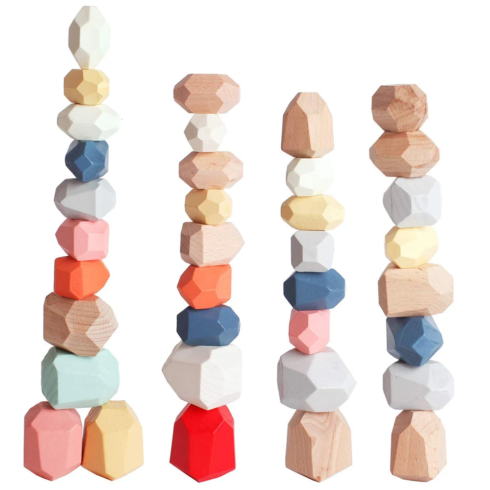 Pierres d'Équilibre en Bois Montessori