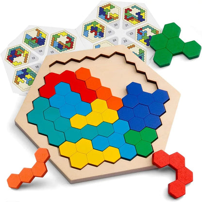 Puzzle Tangram Montessori en Bois - Jeu de Logique et Formes Géométriques 3-6 ans