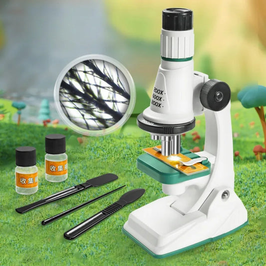Microscope  Éducatif pour Enfants 200x-600x-1200x avec Lumière LED - Kit Science STEM