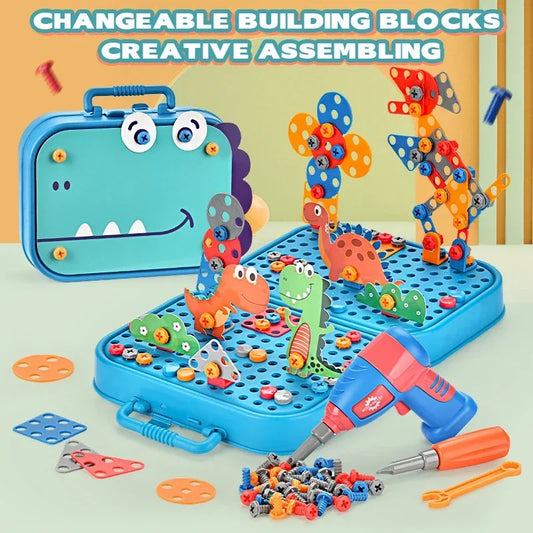 Boîte à Outils 3D avec Perceuse Électrique - Puzzle de Construction Éducatif pour Enfants