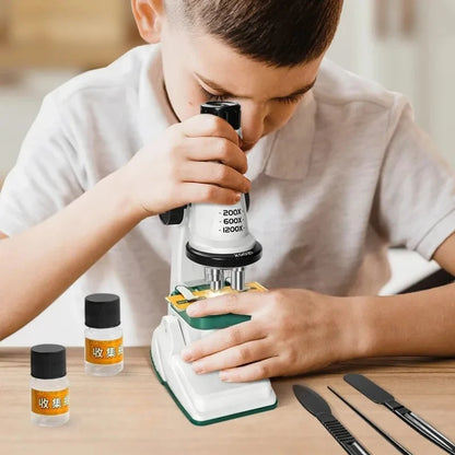 Microscope  Éducatif pour Enfants 200x-600x-1200x avec Lumière LED - Kit Science STEM