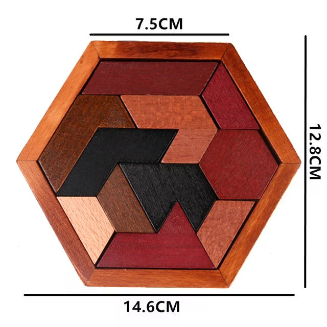 Puzzle en Bois Montessori Tangram Formes Géométriques - Jeu Éducatif Enfant 3-6 ans