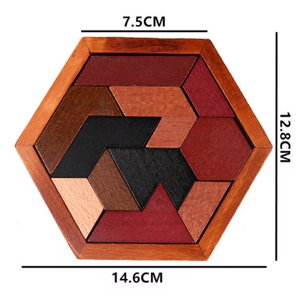 Puzzle en Bois Montessori Tangram Formes Géométriques - Jeu Éducatif Enfant 3-6 ans