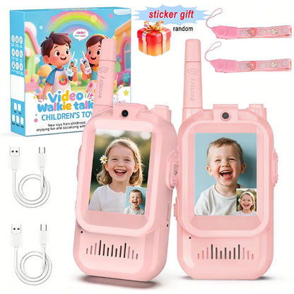 Talkie-Walkie Vidéo Enfant Rechargeable – Pack de 2 avec Écran | Appel en 1 Clic | Camping & Voyage