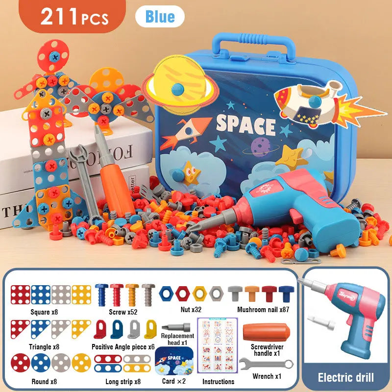 Mallette à Outils Électrique pour Enfants - Jeu de Construction Éducatif 211/351 Pièces