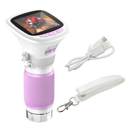 Microscope Portable pour Enfants avec Écran HD 2,4 Pouces - Mise au Point Rotative