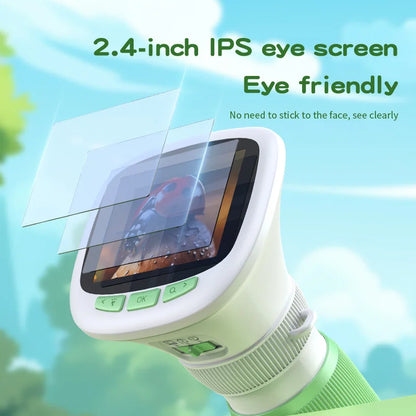 Microscope Portable pour Enfants avec Écran HD 2,4 Pouces - Mise au Point Rotative