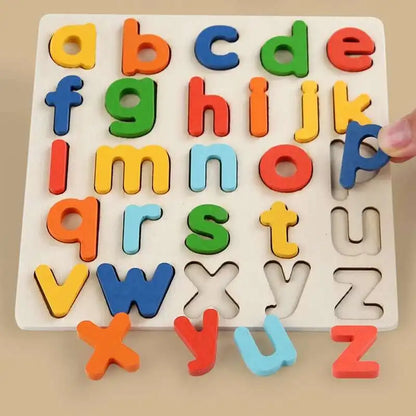 Puzzle Montessori en Bois - Lettres, Chiffres et Formes - Jeu Éducatif 3-6 ans