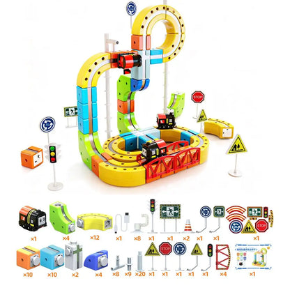 Circuit de Train Magique 3D Rechargeable USB - 51/81/123 Pièces - Jouet Éducatif STEM