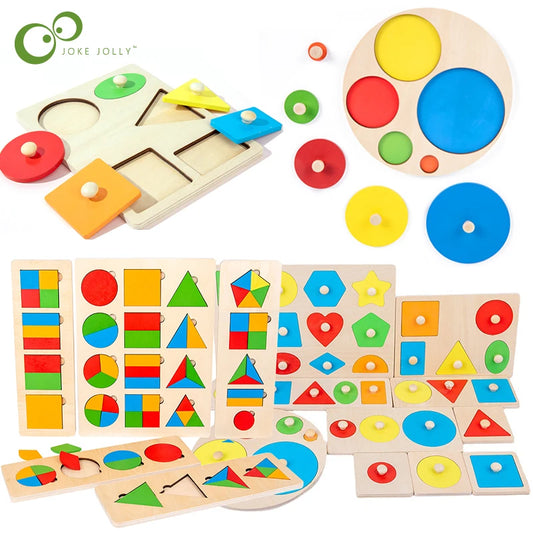 Plateau Géométrique Montessori en Bois – Jouet Éducatif Formes & Couleurs 3-6 ans
